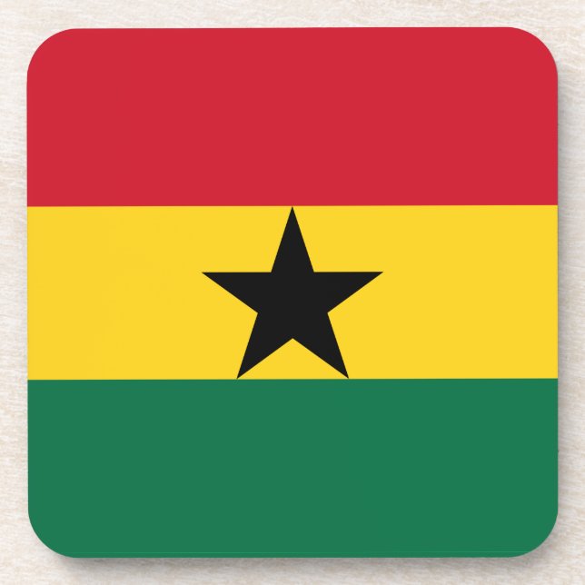Hard plastic coaster with flag of Ghana (Front)