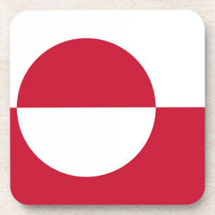 Hard plastic coaster with flag of Greenland