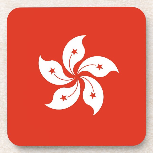 Hard plastic coaster with flag of Hong Kong (Front)