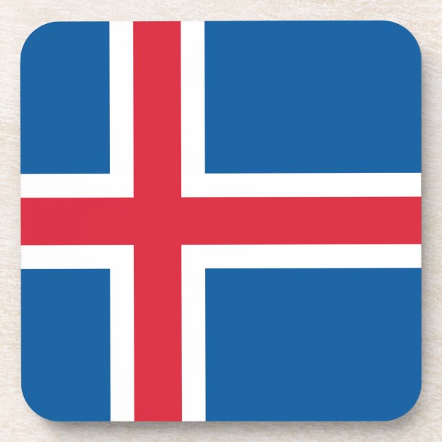 Hard plastic coaster with flag of Iceland (Front)