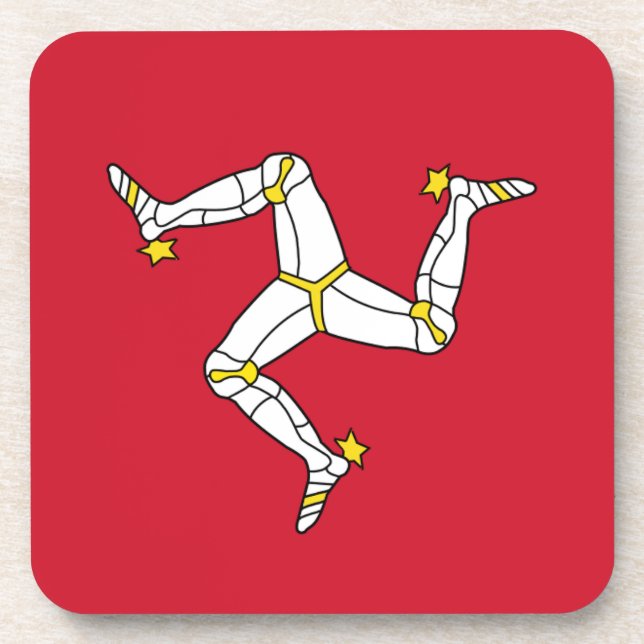 Hard plastic coaster with flag of Isle of Man, UK (Front)