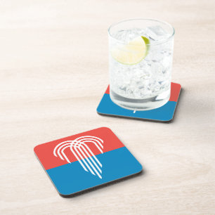 Hard plastic coaster with flag of Kansas City, USA