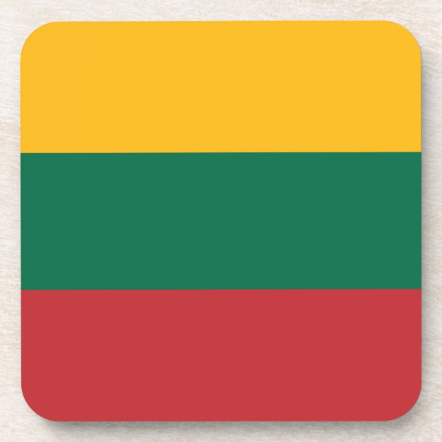 Hard plastic coaster with flag of Lithuania (Front)