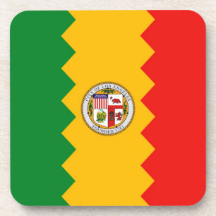 Hard plastic coaster with flag of Los Angeles, USA