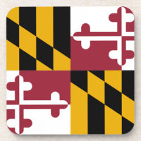 Hard plastic coaster with flag of Maryland, USA