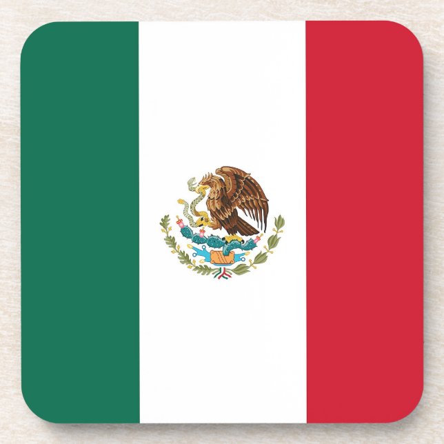 Hard plastic coaster with flag of Mexico (Front)
