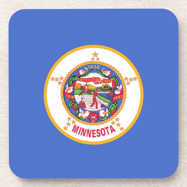 Hard plastic coaster with flag of Minnesota (Front)