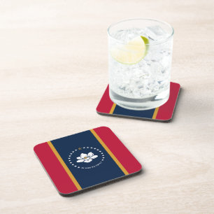 Hard plastic coaster with flag of Mississippi, USA