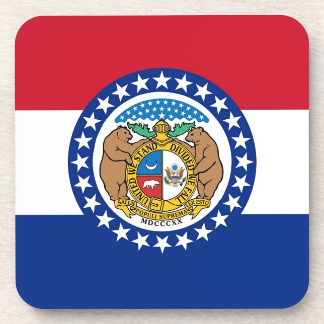 Hard plastic coaster with flag of Missouri (Front)