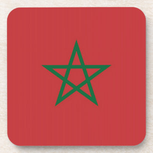Hard plastic coaster with flag of Morocco