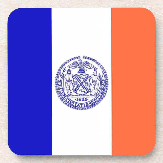 Hard plastic coaster with flag of New York City (Front)