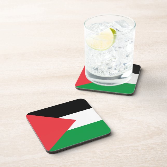 Hard plastic coaster with flag of Palestine (Right Side)