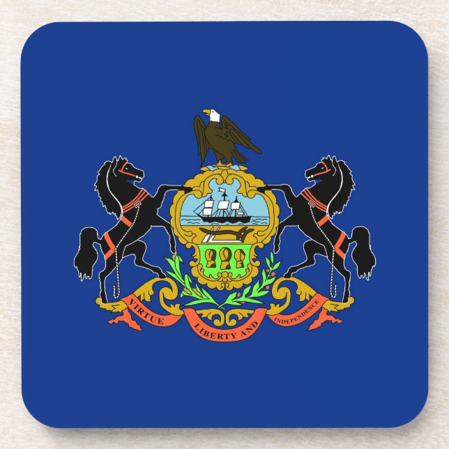 Hard plastic coaster with flag of Pennsylvania USA (Front)