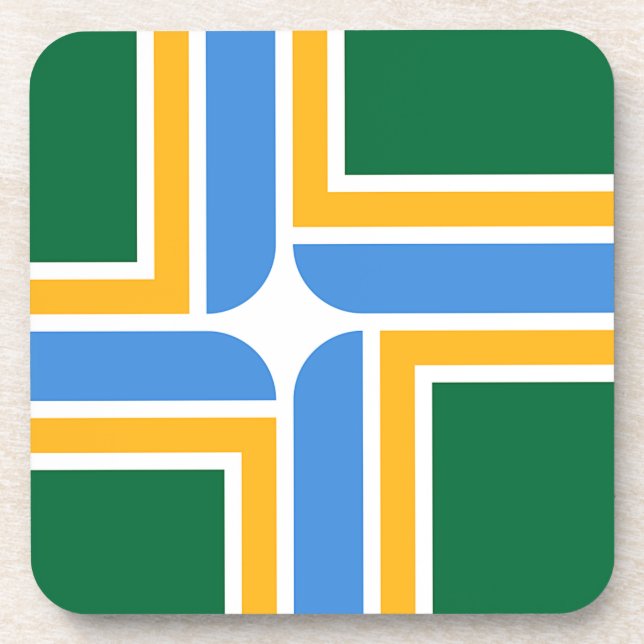 Hard plastic coaster with flag of Portland, USA (Front)