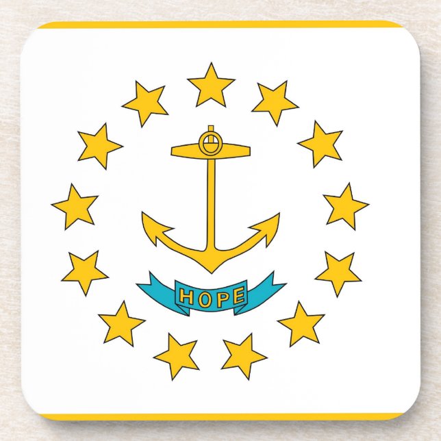 Hard plastic coaster with flag of Rhode Island USA (Front)