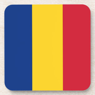 Hard plastic coaster with flag of Romania