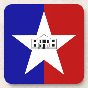 Hard plastic coaster with flag of San Antonio