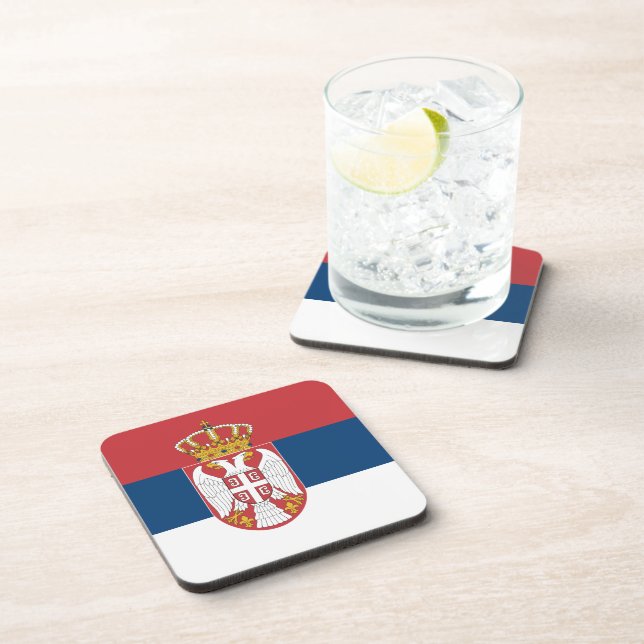 Hard plastic coaster with flag of Serbia (Right Side)