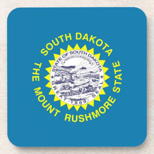 Hard plastic coaster with flag of South Dakota