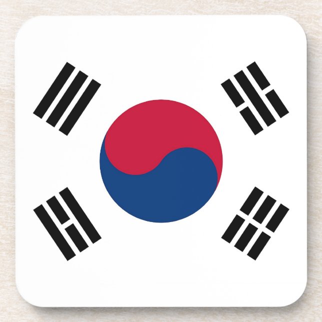 Hard plastic coaster with flag of South Korea (Front)