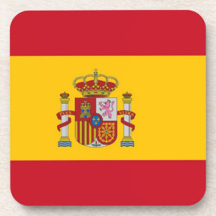 Hard plastic coaster with flag of Spain