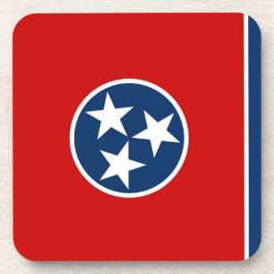 Hard plastic coaster with flag of Tennessee