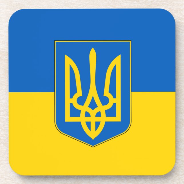 Hard plastic coaster with flag of Ukraine (Front)