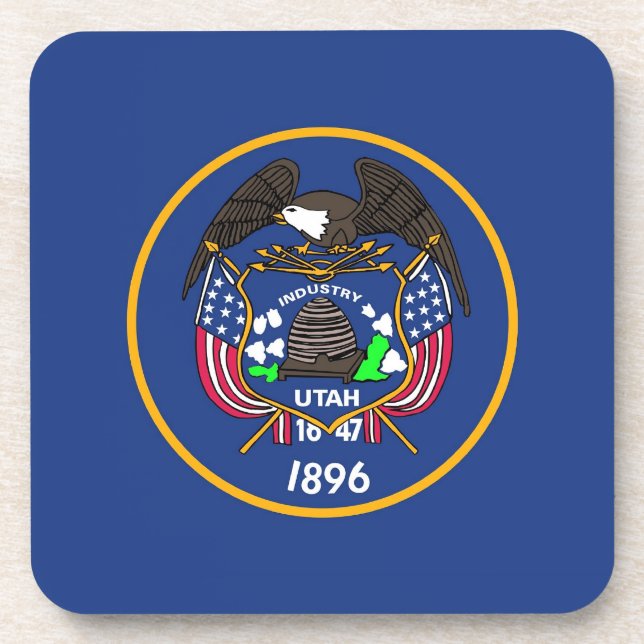 Hard plastic coaster with flag of Utah (Front)