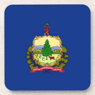 Hard plastic coaster with flag of Vermont