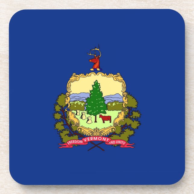 Hard plastic coaster with flag of Vermont (Front)