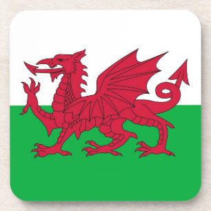 Hard plastic coaster with flag of Wales, UK