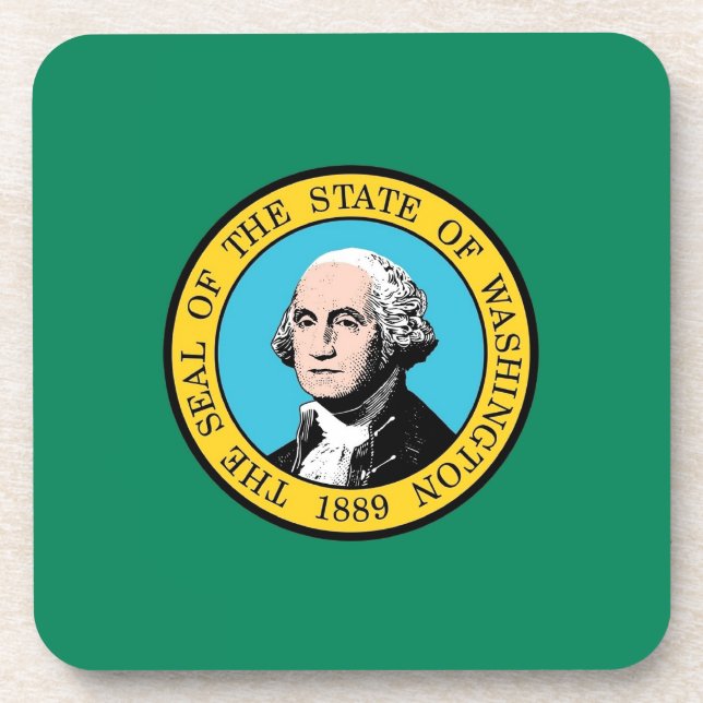 Hard plastic coaster with flag of Washington (Front)