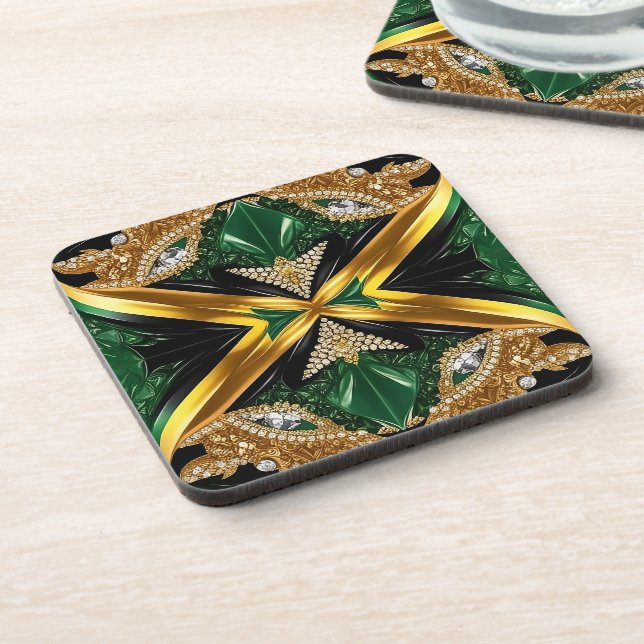 Hard plastic coaster with Jamaican Colours (Left Side)