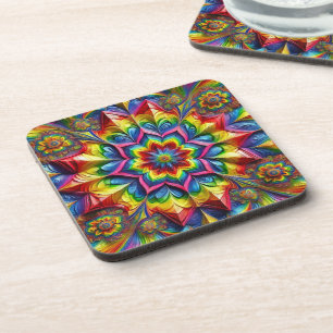 Hard plastic coaster with LGBTQ Colours Design