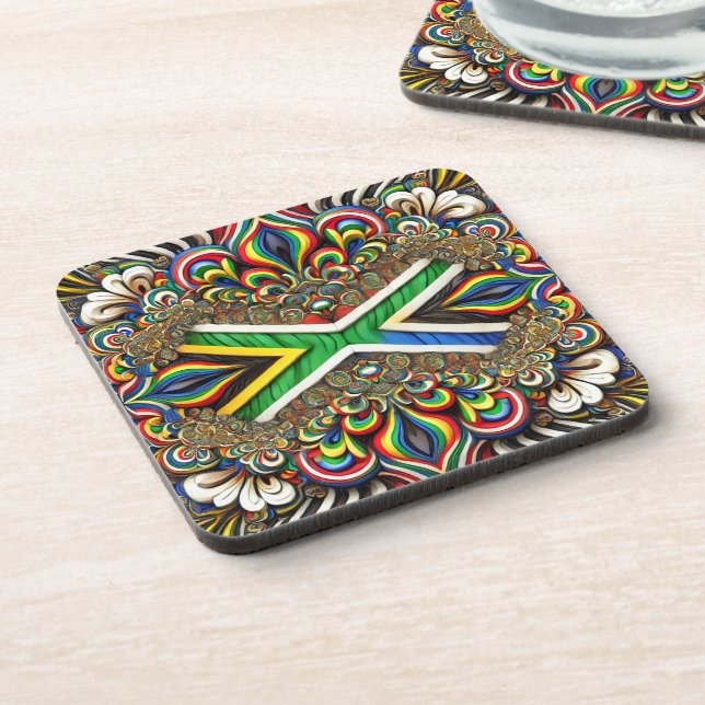Hard plastic coaster with South African Colours (Left Side)