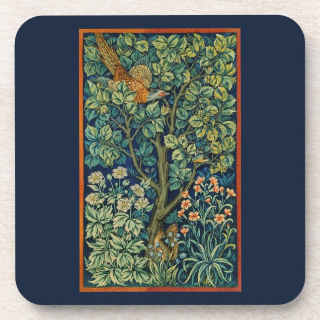 HARD PLASTIC COASTER WITH WILLIAM MORRIS PHEASANT (Front)