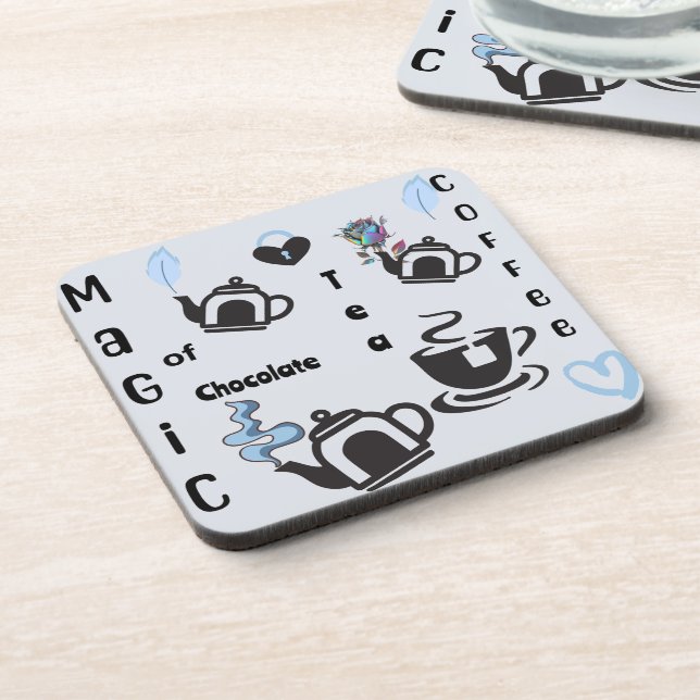 Hard Plastic coasters with cork back - set of 6 (Left Side)