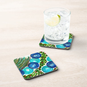 Hard Plastic coasters with cork back - set of 6