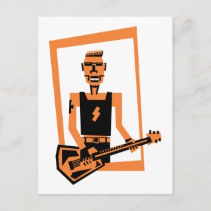 hard rock /heavy metal guitar player postcard