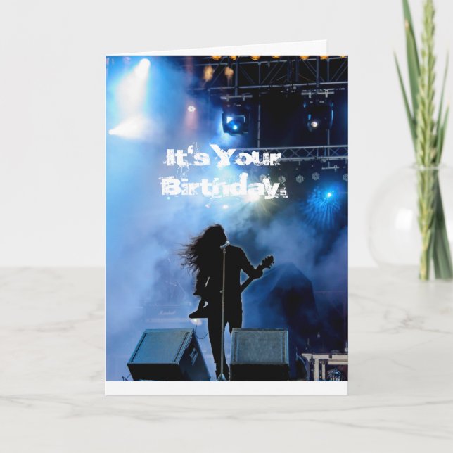 Hard Rockin' Heavy Metal Guitarist Birthday Card (Front)