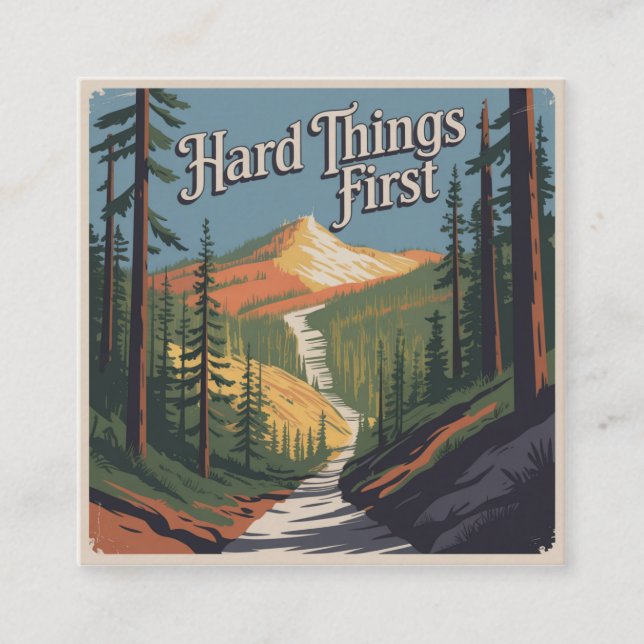 Hard Things First Square Business Card (Front)