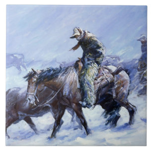 ”Hard Winter” Western Art by WHD Koerner Tile