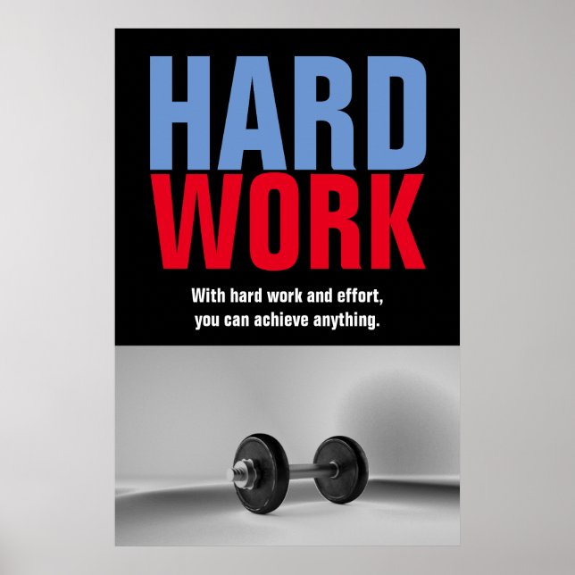 Hard Work Bodybuilding Fitness Motivational Poster (Front)