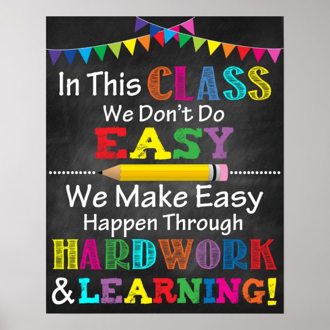 Hard Work Classroom Poster (Front)