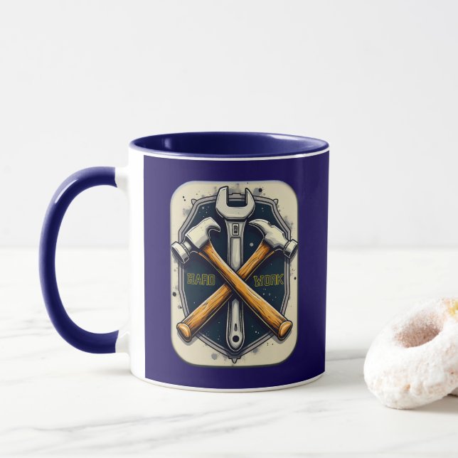 Hard Work Tools Worker Pride Labor Day Design Mug (With Donut)
