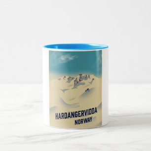 Hardangervidda Norway vacation poster. Two-Tone Coffee Mug