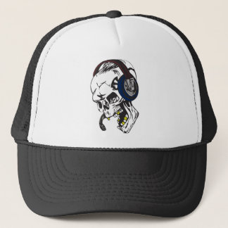 hardcore dee jay skull trucker hat