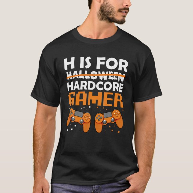 Hardcore Gamer Lazy Halloween Costume Video-Game C T-Shirt (Front)