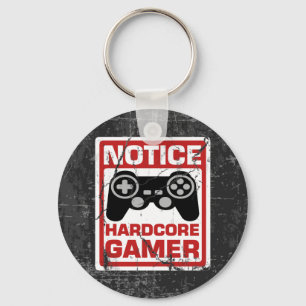 Hardcore Gamer Notice Signboard Keychain
