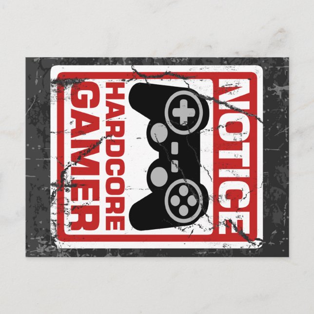 Hardcore Gamer Notice Signboard Postcard (Front)
